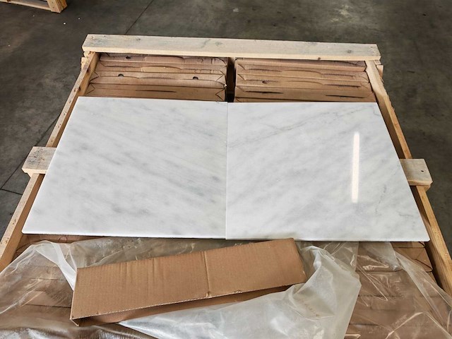 Natuursteen marmer wit/grijs gepolijst 45,7x45,7 cm tegel 106,5 m² - afbeelding 1 van  6