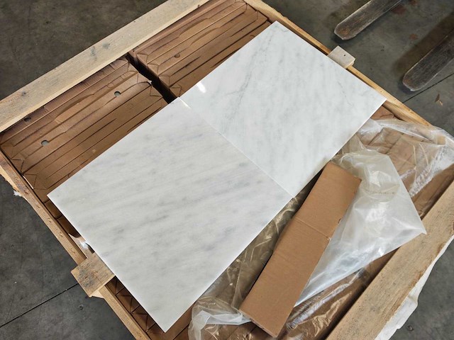 Natuursteen marmer wit/grijs gepolijst 45,7x45,7 cm tegel 106,5 m² - afbeelding 2 van  8