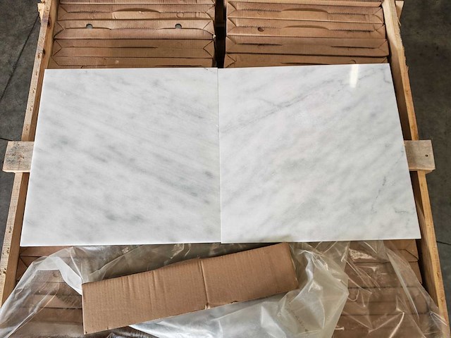Natuursteen marmer wit/grijs gepolijst 45,7x45,7 cm tegel 71 m² - afbeelding 2 van  8