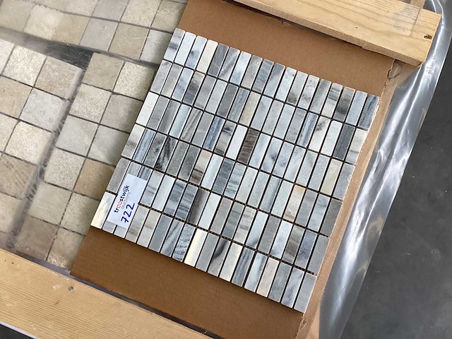 Natuursteen marmer wit/grijs rechthoek 1,5x5 cm mozaïektegel 50 stuks - afbeelding 1 van  5