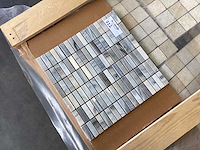 Natuursteen marmer wit/grijs rechthoek 1,5x5 cm mozaïektegel 50 stuks - afbeelding 2 van  5