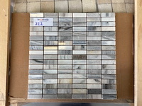 Natuursteen marmer wit/grijs rechthoek 1,5x5 cm mozaïektegel 50 stuks - afbeelding 1 van  5