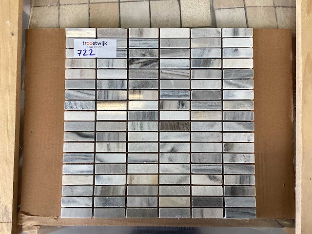 Natuursteen marmer wit/grijs rechthoek 1,5x5 cm mozaïektegel 50 stuks - afbeelding 1 van  7