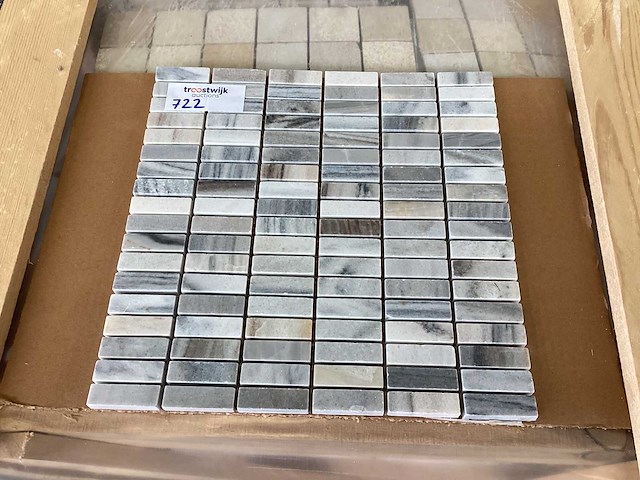 Natuursteen marmer wit/grijs rechthoek 1,5x5 cm mozaïektegel 50 stuks - afbeelding 4 van  7