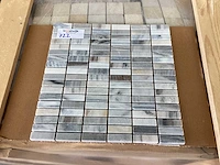 Natuursteen marmer wit/grijs rechthoek 1,5x5 cm mozaïektegel 50 stuks - afbeelding 4 van  7