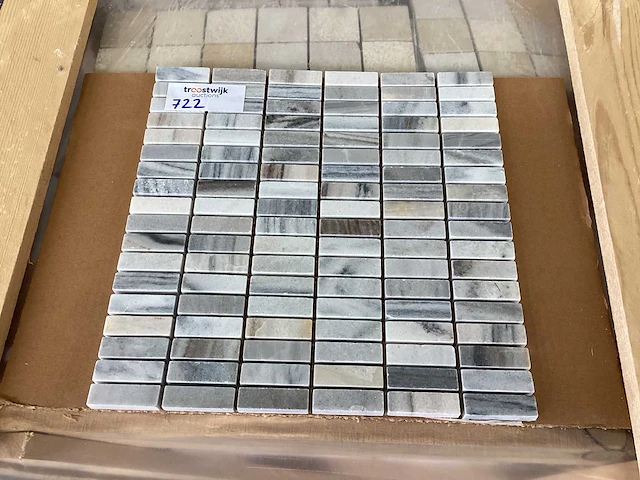 Natuursteen marmer wit/grijs rechthoek 1,5x5 cm mozaïektegel 50 stuks - afbeelding 4 van  7