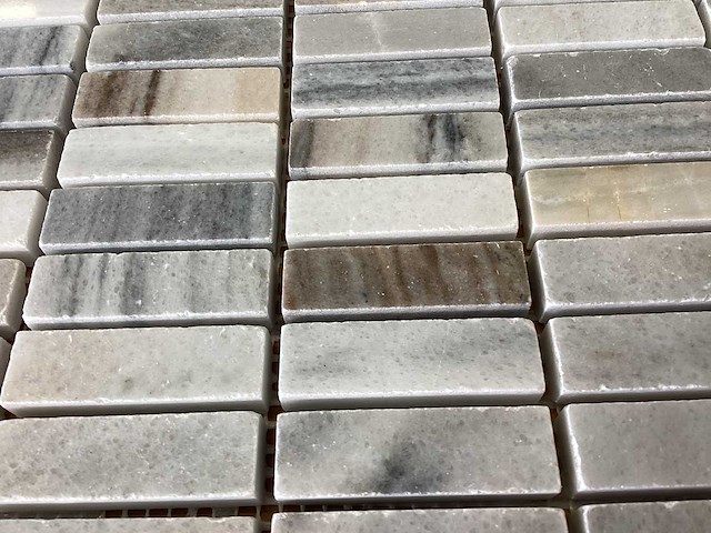 Natuursteen marmer wit/grijs rechthoek 1,5x5 cm mozaïektegel 50 stuks - afbeelding 5 van  7