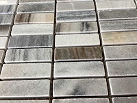 Natuursteen marmer wit/grijs rechthoek 1,5x5 cm mozaïektegel 50 stuks - afbeelding 5 van  7