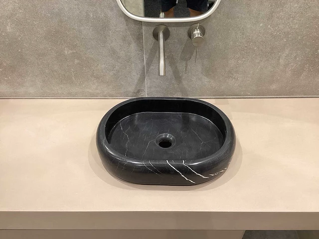 Natuursteen marmer zwart ovaal waskom 47x34x10 cm - afbeelding 9 van  17