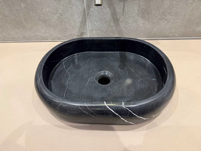Natuursteen marmer zwart ovaal waskom 47x34x10 cm - afbeelding 17 van  17