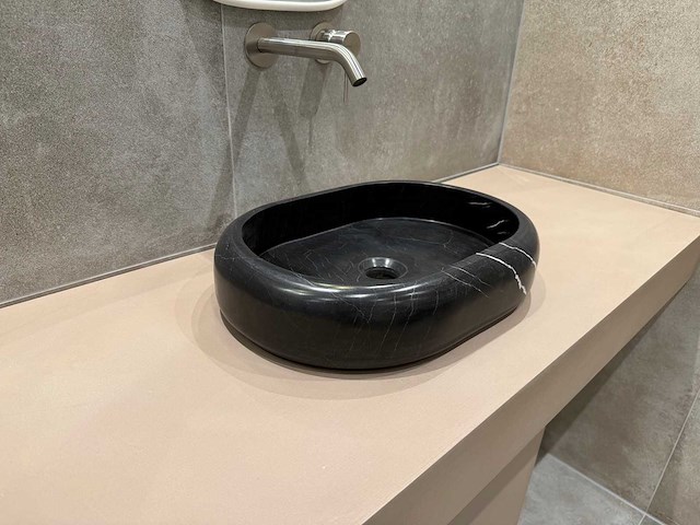 Natuursteen marmer zwart ovaal waskom 47x34x10 cm - afbeelding 2 van  17