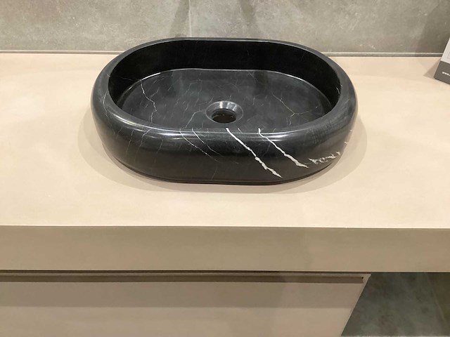 Natuursteen marmer zwart ovaal waskom 47x34x10 cm - afbeelding 3 van  17