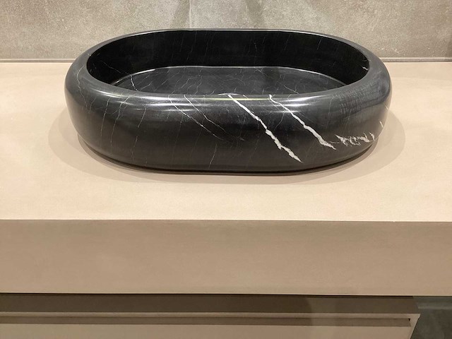 Natuursteen marmer zwart ovaal waskom 47x34x10 cm - afbeelding 6 van  17