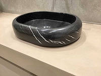 Natuursteen marmer zwart ovaal waskom 47x34x10 cm - afbeelding 8 van  17