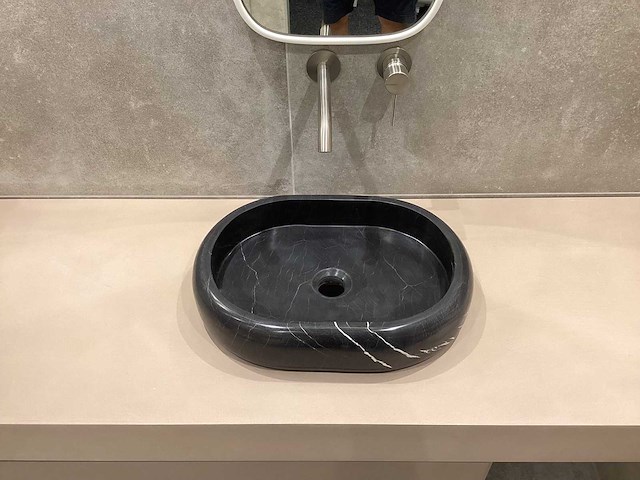 Natuursteen marmer zwart ovaal waskom 47x34x10 cm - afbeelding 9 van  17