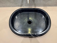 Natuursteen marmer zwart ovaal waskom 47x34x10 cm - afbeelding 10 van  17