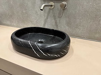 Natuursteen marmer zwart ovaal waskom 47x34x10 cm - afbeelding 11 van  17