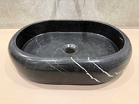 Natuursteen marmer zwart ovaal waskom 47x34x10 cm - afbeelding 14 van  17