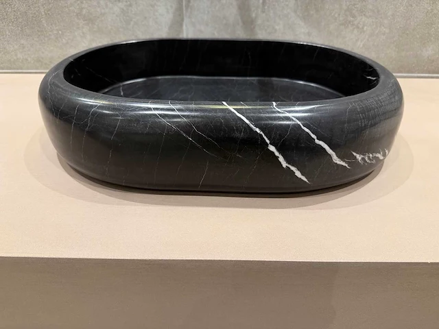 Natuursteen marmer zwart ovaal waskom 47x34x10 cm - afbeelding 7 van  17