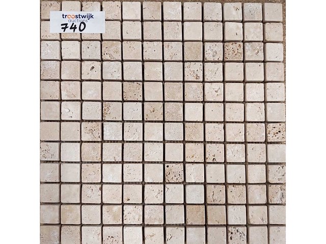 Natuursteen travertin beige 30,5x30,5 cm mozaïektegel 28 stuks - afbeelding 5 van  7