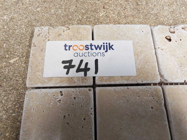 Natuursteen travertin beige 5x5 cm mozaïektegel 30x30 cm 41 stuks - afbeelding 4 van  6
