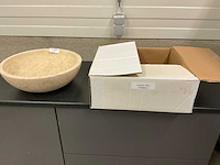 Natuursteen travertin beige waskom 45,7x15 cm - afbeelding 1 van  2