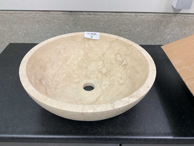 Natuursteen travertin beige waskom 45,7x15 cm - afbeelding 1 van  3