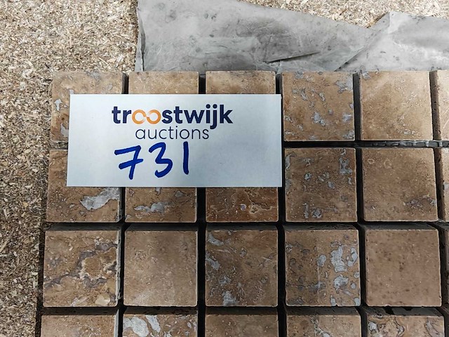 Natuursteen travertin dark noce mozaïektegel 30,5x30,5 cm 5,49 m² - afbeelding 4 van  5