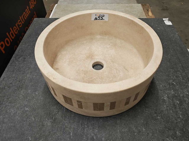 Natuursteen travertin light waskom 40,6x15 cm - afbeelding 1 van  6