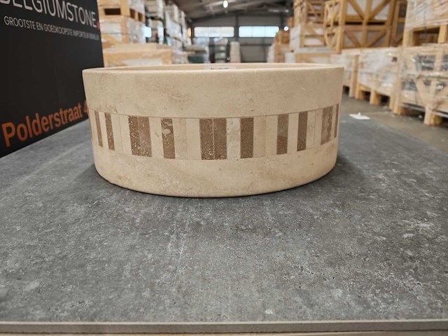 Natuursteen travertin light waskom 40,6x15 cm - afbeelding 4 van  6