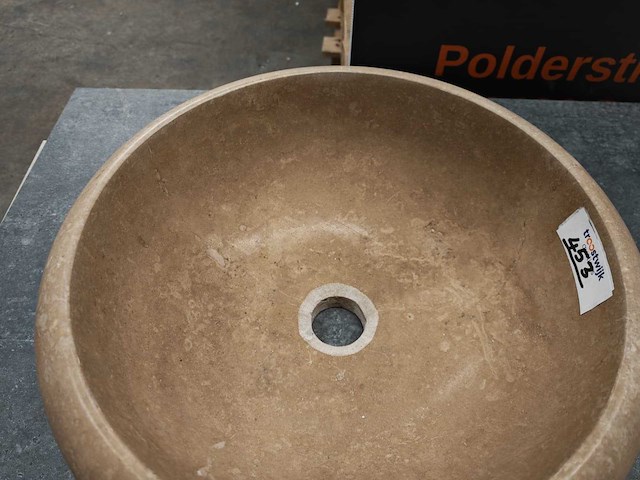Natuursteen travertin noce waskom 40,6x15 cm - afbeelding 5 van  6