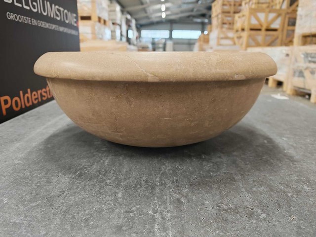 Natuursteen travertin noce waskom 40,6x15 cm - afbeelding 4 van  6