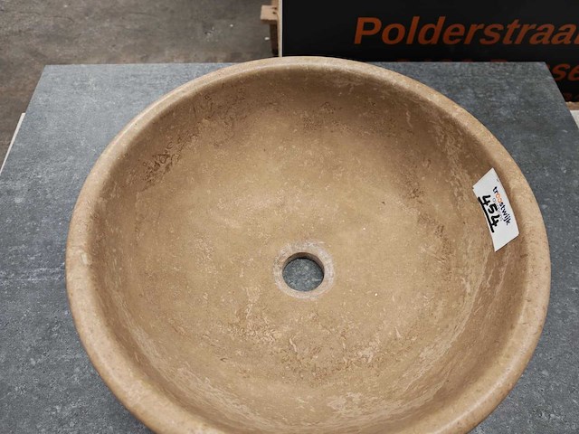 Natuursteen travertin noce waskom 40,6x15 cm - afbeelding 3 van  6