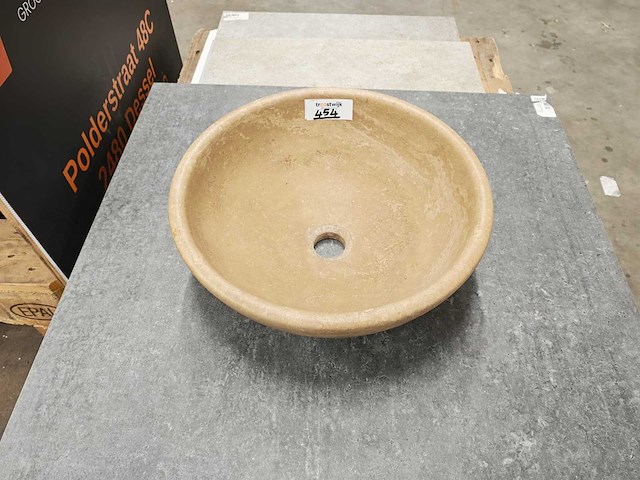 Natuursteen travertin noce waskom 40,6x15 cm - afbeelding 1 van  4