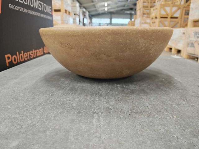 Natuursteen travertin noce waskom 40,6x15 cm - afbeelding 3 van  4