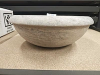 Natuursteen travertin silver waskom 40,6x15 cm - afbeelding 5 van  7