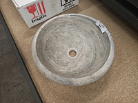 Natuursteen travertin silver waskom 40,6x15 cm - afbeelding 1 van  3
