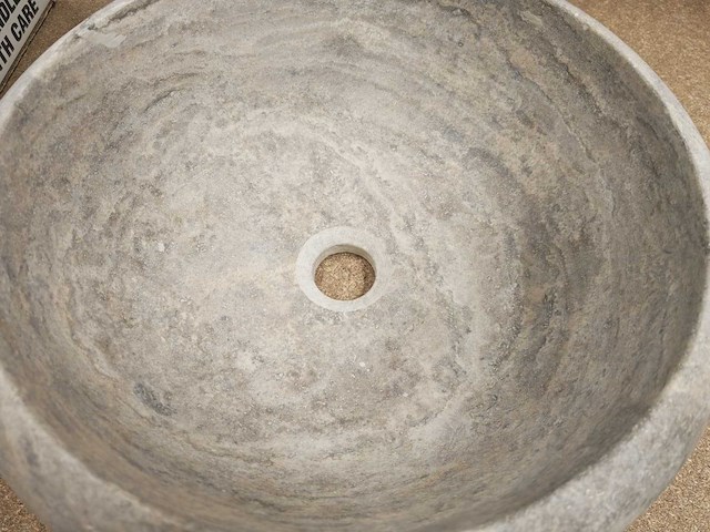 Natuursteen travertin silver waskom 40,6x15 cm - afbeelding 3 van  3