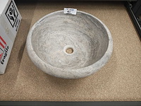 Natuursteen travertin silver waskom 40,6x15 cm - afbeelding 1 van  7