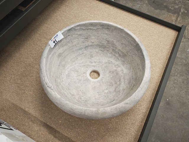 Natuursteen travertin silver waskom 40,6x15 cm - afbeelding 3 van  7