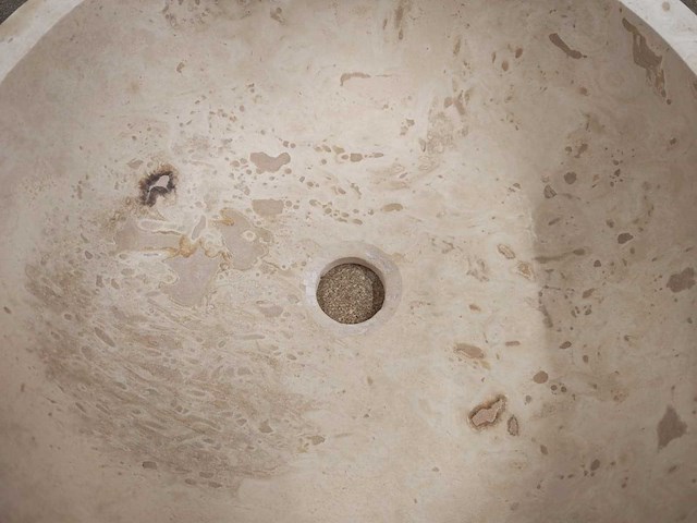 Natuursteen travertin waskom 40,6x15 cm - afbeelding 5 van  7