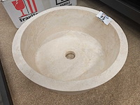 Natuursteen travertin waskom 40,6x15 cm - afbeelding 4 van  6