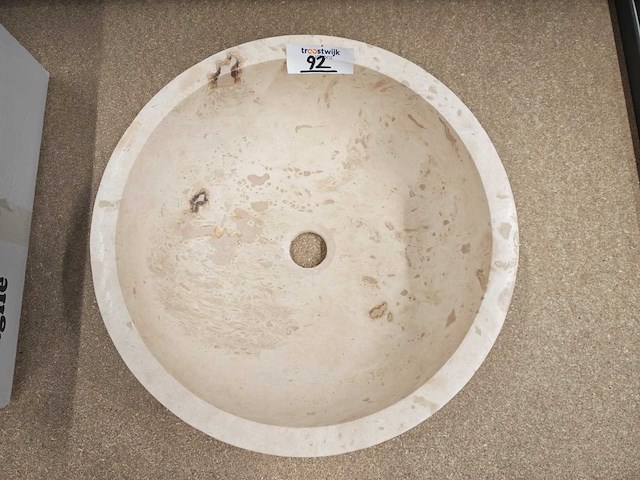 Natuursteen travertin waskom 40,6x15 cm - afbeelding 1 van  4