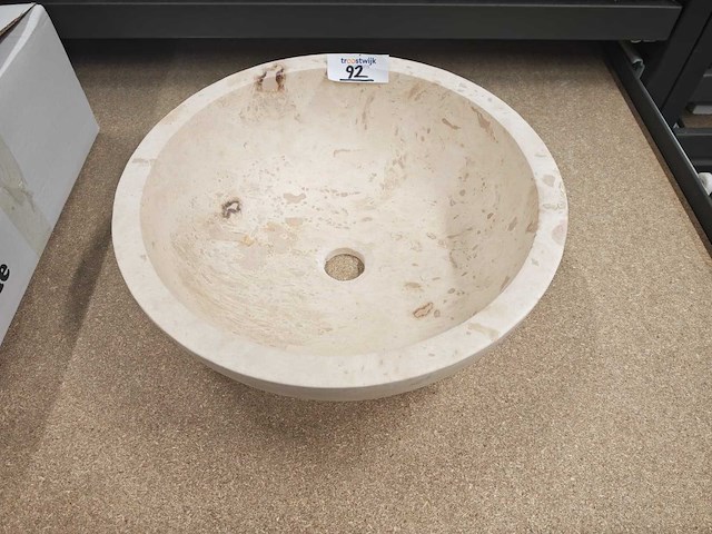 Natuursteen travertin waskom 40,6x15 cm - afbeelding 1 van  4