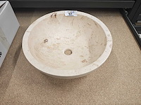 Natuursteen travertin waskom 40,6x15 cm - afbeelding 1 van  4
