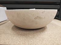Natuursteen travertin waskom 40,6x15 cm - afbeelding 3 van  4