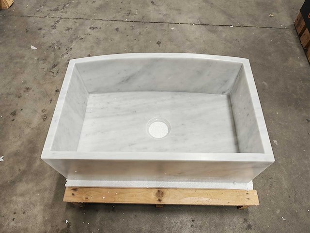 Natuursteen wit marmer wastafel 76x46x26 cm - afbeelding 2 van  6