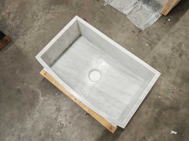 Natuursteen wit marmer wastafel 76x46x26 cm - afbeelding 5 van  6