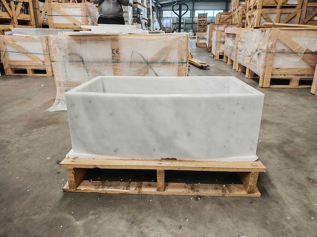 Natuursteen wit marmer wastafel 76x46x26 cm - afbeelding 6 van  6