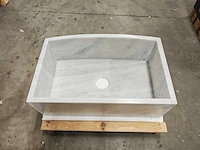 Natuursteen wit marmer wastafel 76x46x26 cm - afbeelding 2 van  6